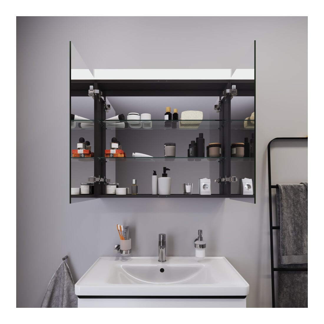Duravit Spiegelschrank Best Version 81x14,8x76cm, 15 W, 2 Türen, LED
