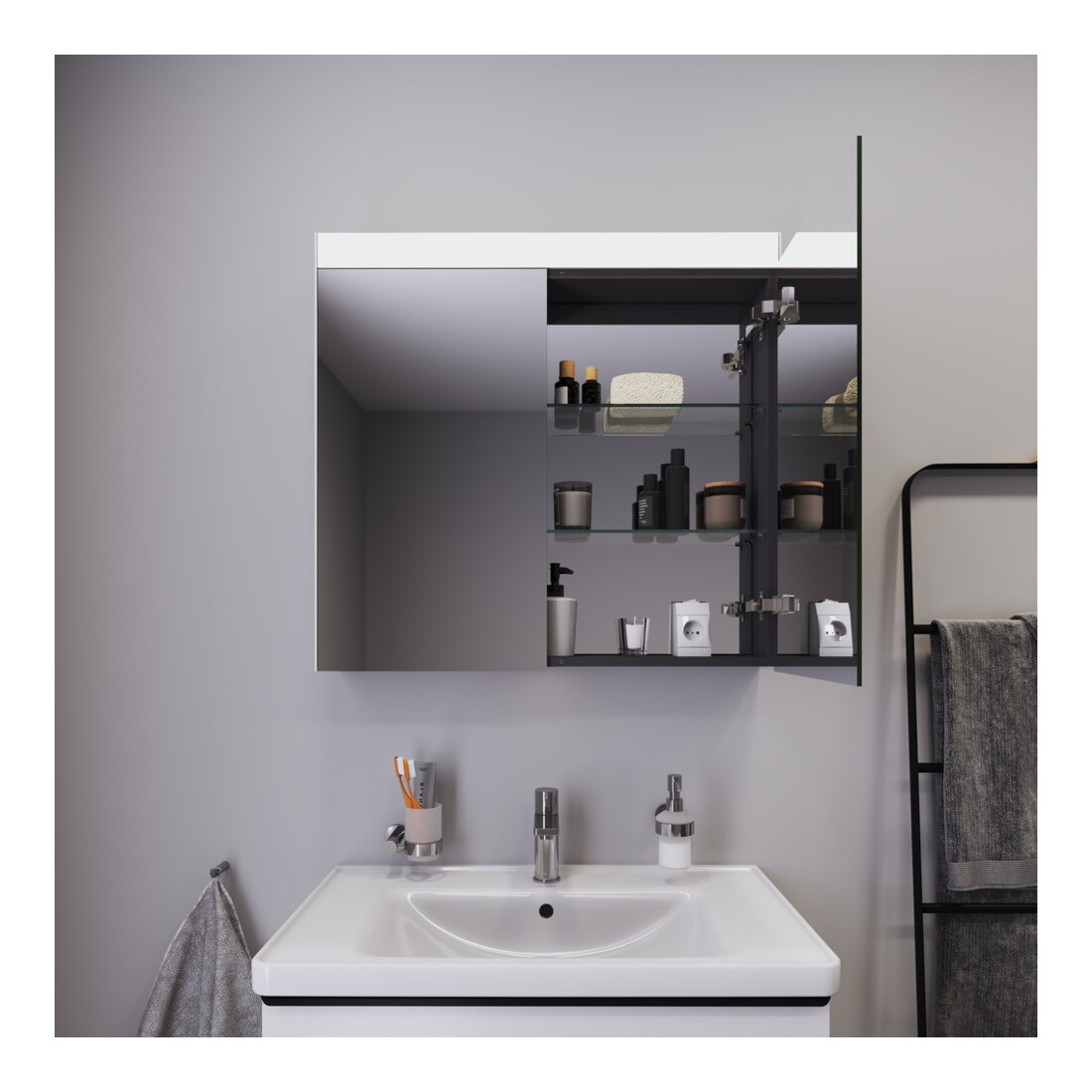 Duravit Spiegelschrank Best Version 81x14,8x76cm, 15 W, 2 Türen, LED