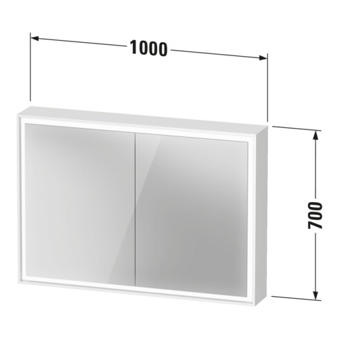 Duravit Spiegelschrank L-Cube 100x70x15,5cm, graph ma, o. Waschp.-Bel.