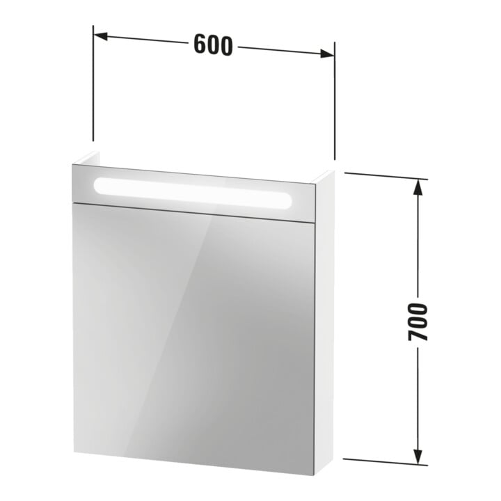Duravit Spiegelschrank No. 1 60x14,8x70cm, 5 W, Lichtf ob, we, T. re