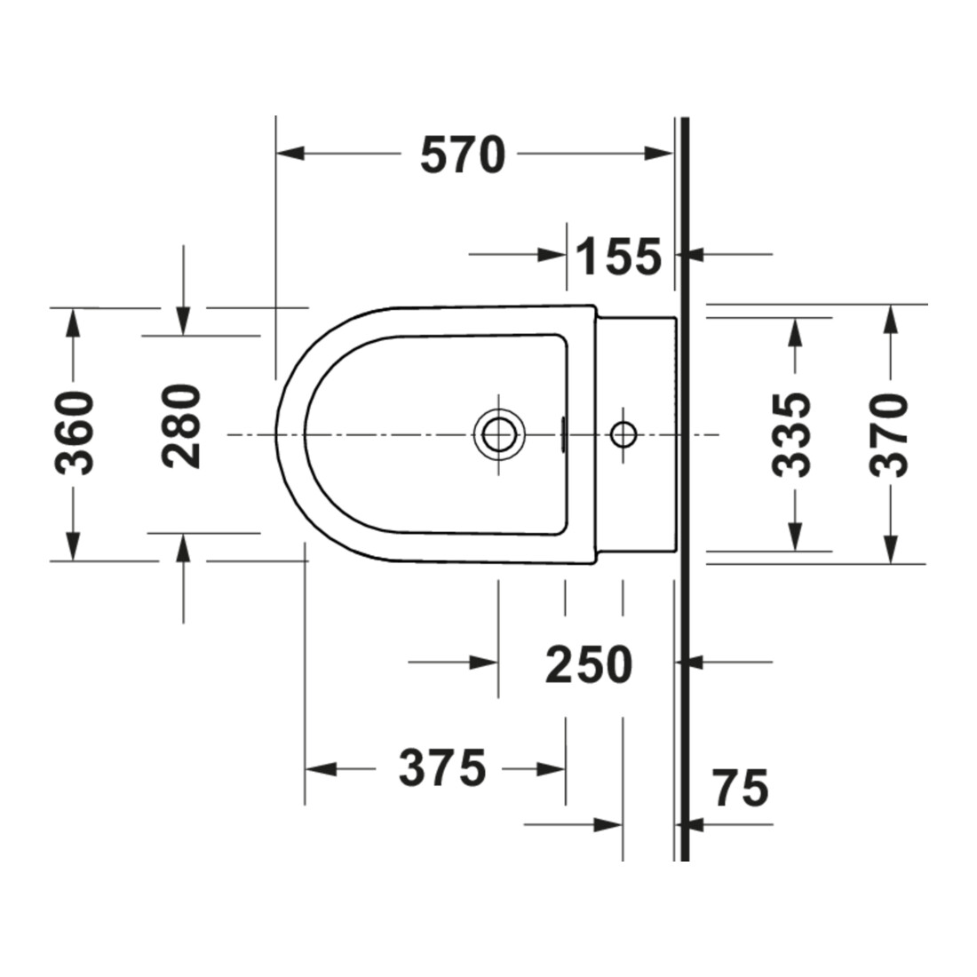 Duravit Stand-Bidet Balcoon 37x57cm, m Hahnl., ÜL, Clay terra matt