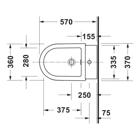 Duravit Stand-Bidet Balcoon 37x57cm, m Hahnl., ÜL, weiß Hochglanz