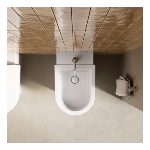 Duravit Stand-Bidet Balcoon 37x57cm, m Hahnl., ÜL, weiß Seidenmatt
