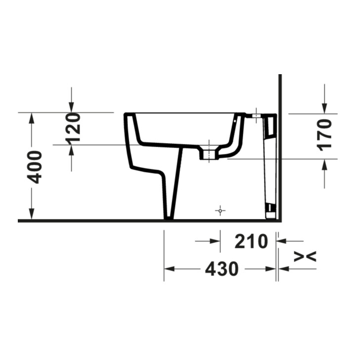 Duravit Stand-Bidet Balcoon 37x57cm, m Hahnl., ÜL, weiß Seidenmatt