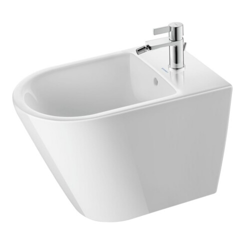Duravit Stand-Bidet D-Neo 37x65cm, m HL, ÜL, Hahnlochbank, weiß