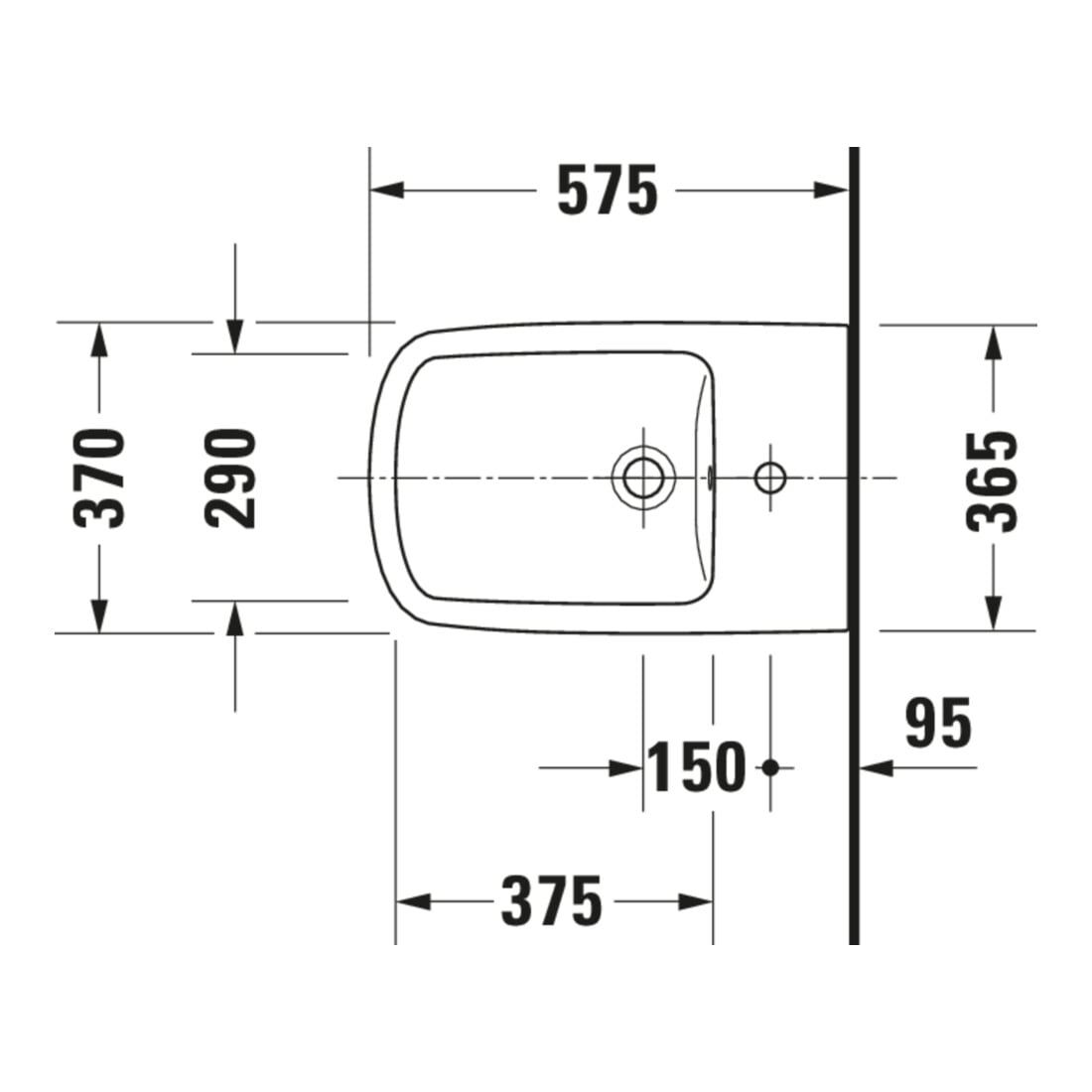 Duravit Stand-Bidet DuraStyle 37x57,5cm, m HL, ÜL, Hahnlochbank, weiß