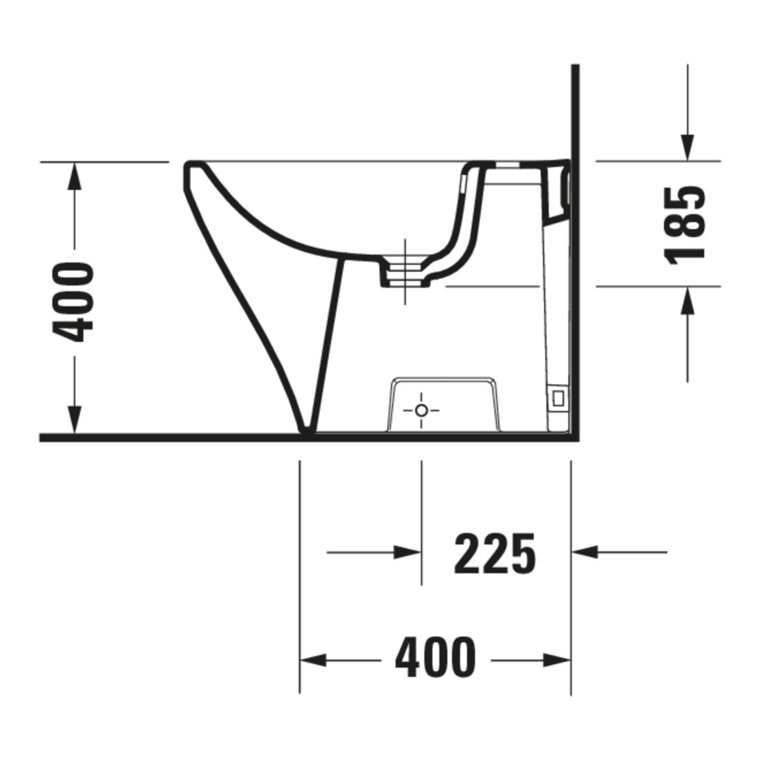 Duravit Stand-Bidet DuraStyle 37x57,5cm, m HL, ÜL, Hahnlochbank, weiß