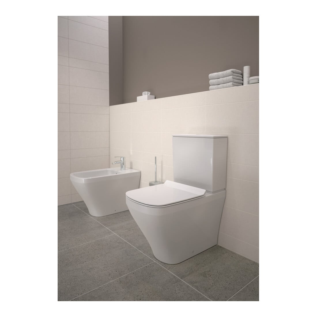 Duravit Stand-Bidet DuraStyle 37x63cm, m HL, ÜL, Hahnlochbank, weiß
