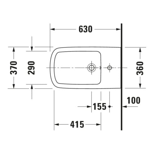 Duravit Stand-Bidet DuraStyle 37x63cm, m HL, ÜL, Hahnlochbank, weiß