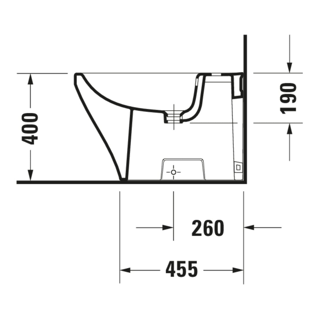 Duravit Stand-Bidet DuraStyle 37x63cm, m HL, ÜL, Hahnlochbank, weiß