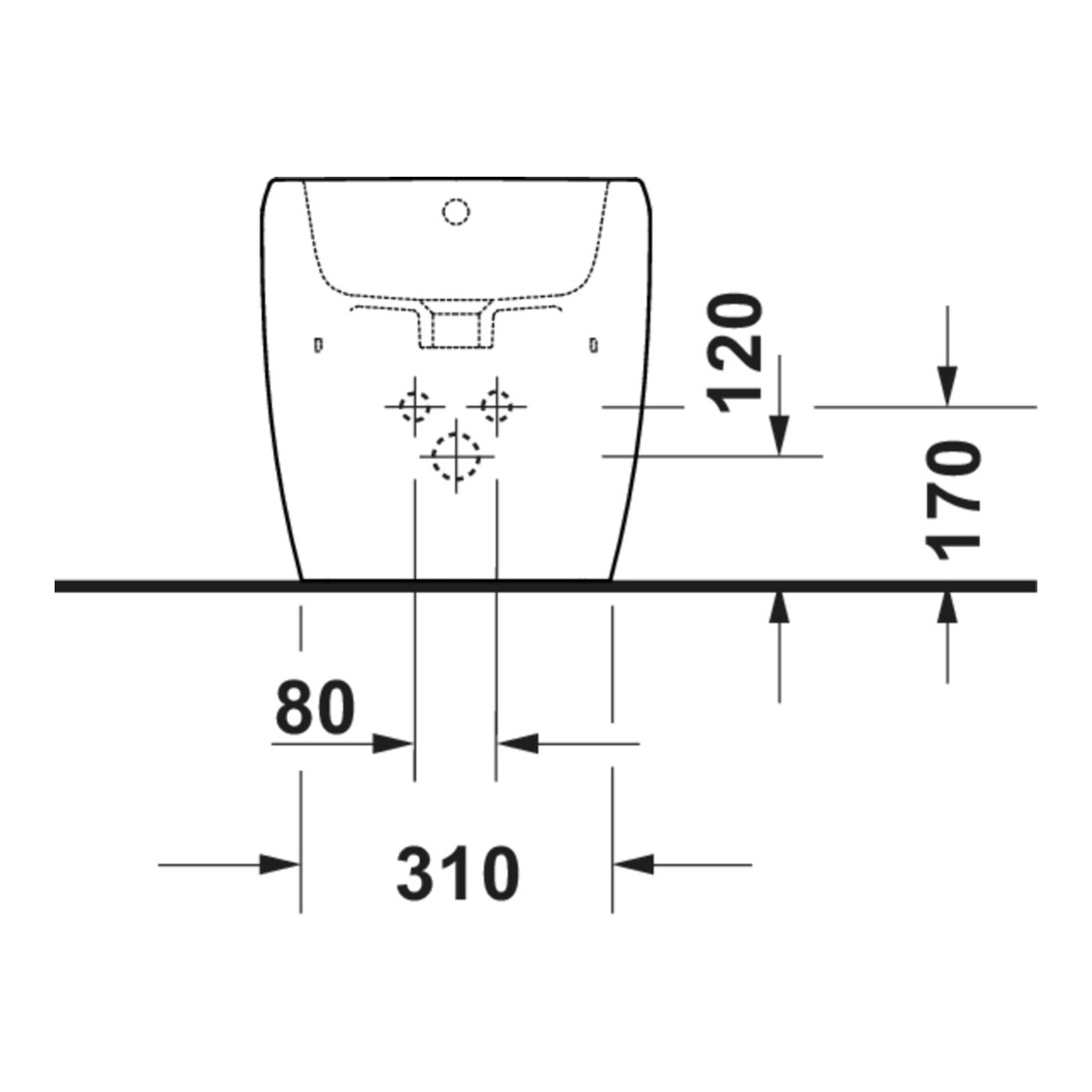 Duravit Stand Bidet Qatego 39x60cm, m Hahnl., ÜL, Hahnloch, we hgl