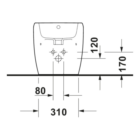 Duravit Stand Bidet Qatego 39x60cm, m Hahnl., ÜL, Hahnloch, we hgl
