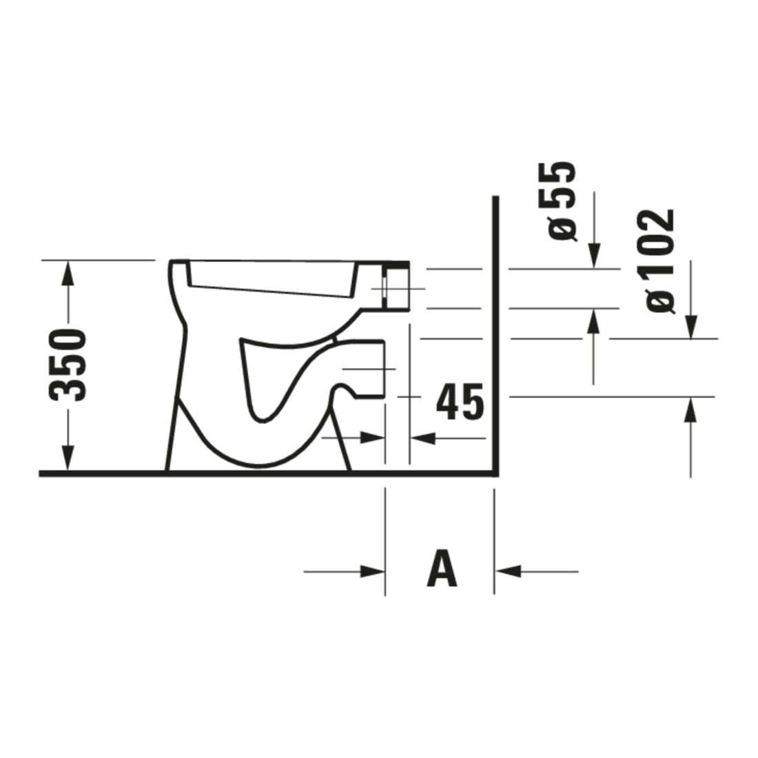 Duravit Stand-Flach-WC Duraplus Bambi 30x39cm, 6,0 l, Abg. waag., f Kind., we.
