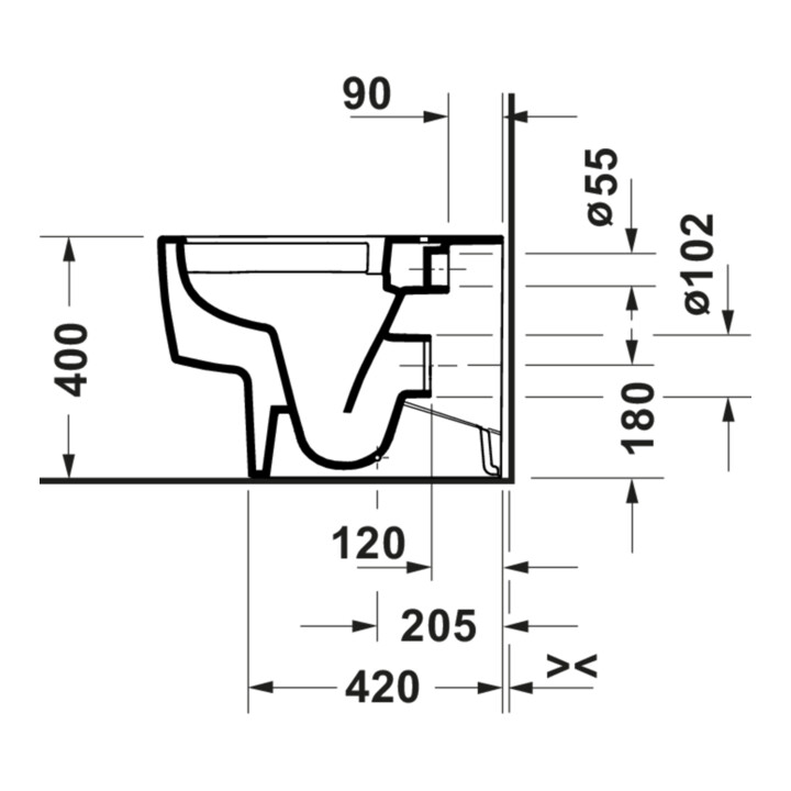 Duravit Stand-WC Balcoon 37x54cm, 4,5 l, riml, Abg waag., we. hgl