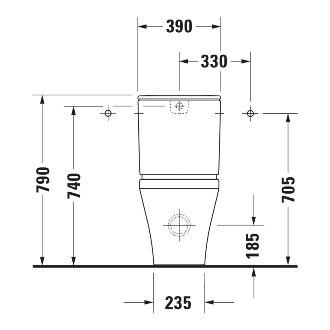Duravit Stand-WC-Kombi, Tiefspüler DuraStyle 37x63cm, 4,5 l, f variab. Zulauf, weiß