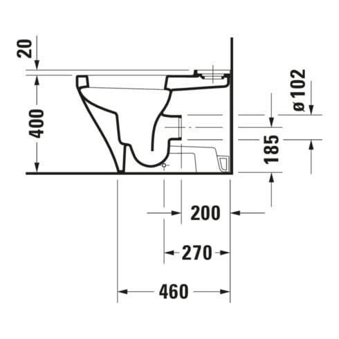 Duravit Stand-WC-Kombi, Tiefspüler DuraStyle 37x63cm, 4,5 l, f variab. Zulauf, weiß