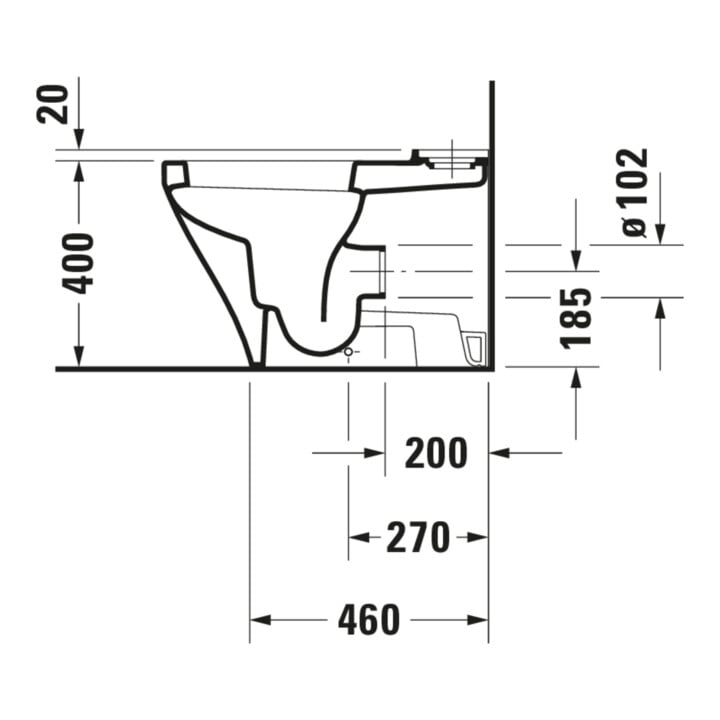 Duravit Stand-WC-Kombi, Tiefspüler DuraStyle 37x63cm, 4,5 l, f variab. Zulauf, weiß