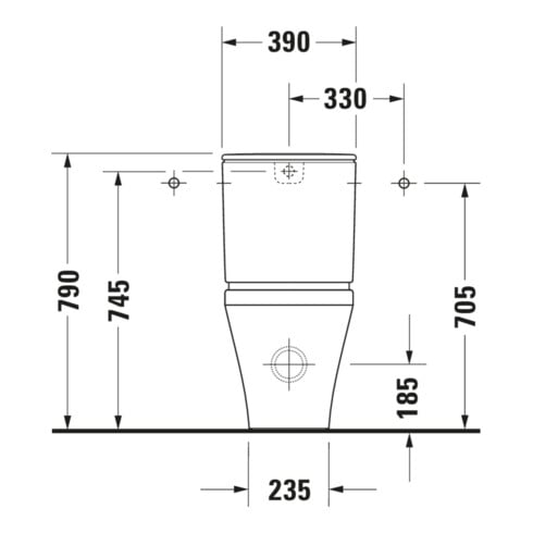 Duravit Stand-WC-Kombi, Tiefspüler DuraStyle 37x70,5cm, 4,5 l, f variab. Zulauf, weiß
