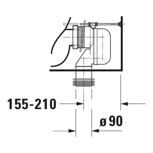 Duravit Stand-WC-Kombi, Tiefspüler Happy D.2 36,5x63cm, 4,5 l, Abg. waag./skr., weiß