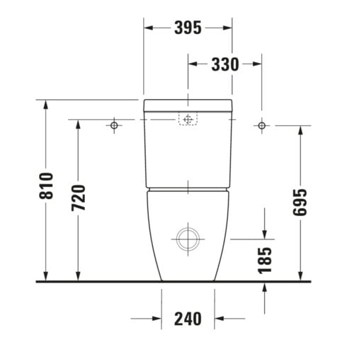 Duravit Stand-WC-Kombi, Tiefspüler Happy D.2 36,5x63cm, 4,5 l, Abg. waag./skr., weiß