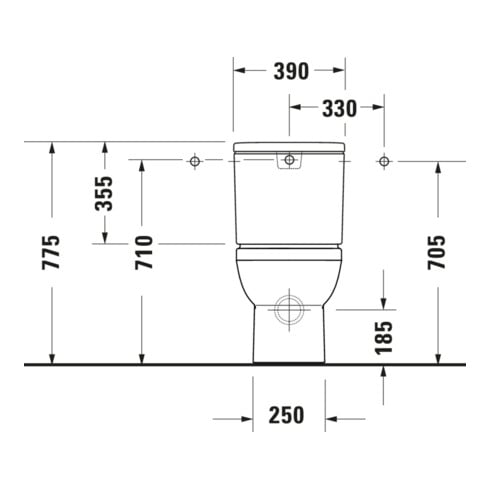Duravit Stand-WC-Kombi, Tiefspüler No. 1 36,5x65cm, 6 l, Abg. waag., riml., weiß