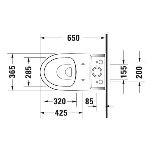Duravit Stand-WC-Kombi, Tiefspüler No. 1 36,5x65cm, 6 l, Abg. waag., riml., weiß