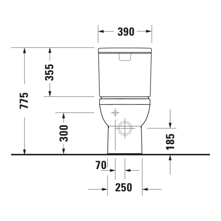Duravit Stand-WC-Kombi, Tiefspüler No. 1 36,5x65cm, 6 l, Abg. waag., riml., weiß