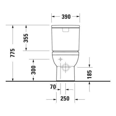 Duravit Stand-WC-Kombi, Tiefspüler No. 1 36,5x65cm, 6 l, Abg. waag., riml., weiß