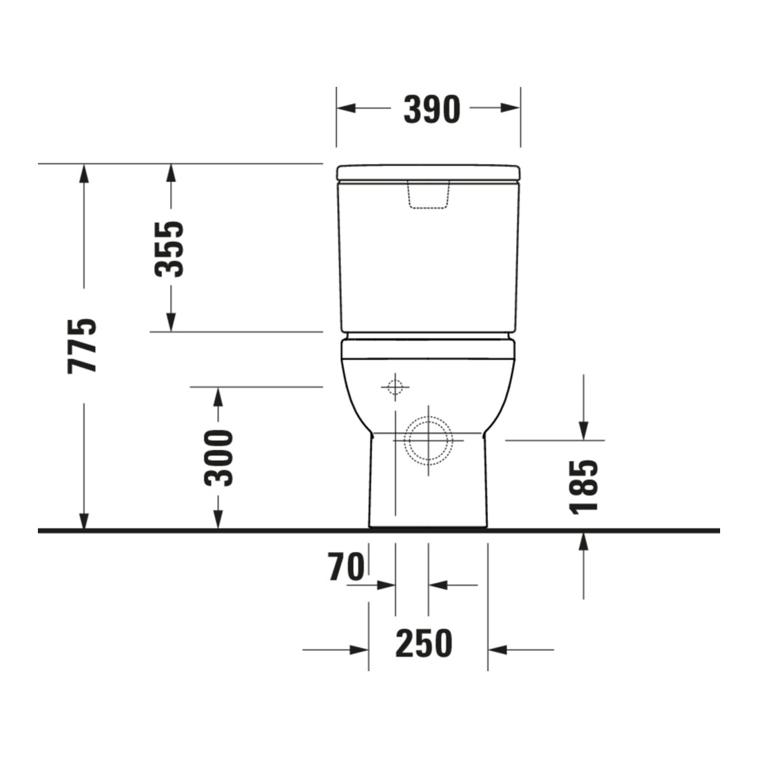 Duravit Stand-WC-Kombi, Tiefspüler No. 1 36,5x65cm, 6 l, Abg. waag., riml., weiß