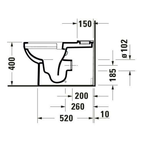 Duravit Stand-WC-Kombi, Tiefspüler No. 1 36,5x65cm, 6 l, Abg. waag., riml., weiß