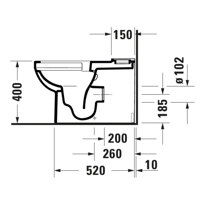 Duravit Stand-WC-Kombi, Tiefspüler No. 1 36,5x65cm, 6 l, Abg. waag., riml., weiß