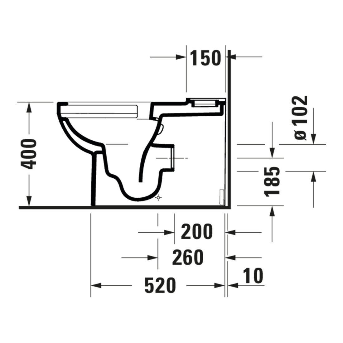 Duravit Stand-WC-Kombi, Tiefspüler No. 1 36,5x65cm, 6 l, Abg. waag., riml., weiß