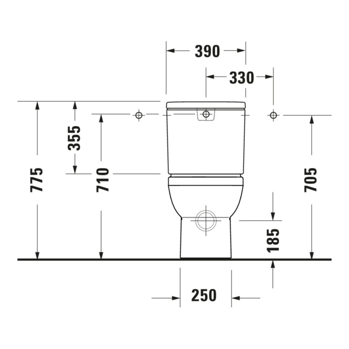 Duravit Stand-WC-Kombi, Tiefspüler No. 1 36,5x65cm, 6 l, Abg. waag., riml., weiß