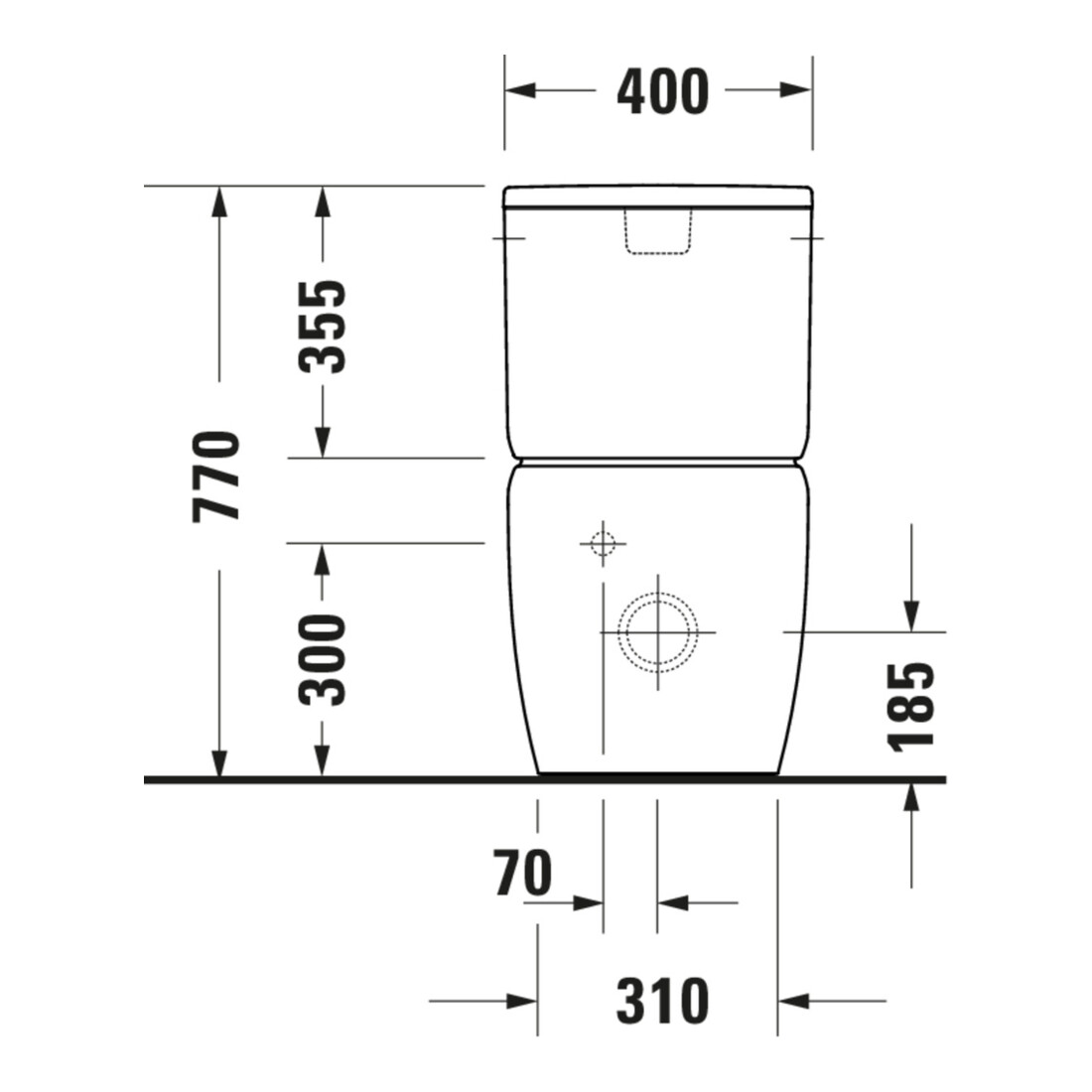 Duravit Stand-WC-Kombi, Tiefspüler Qatego 39x60cm, 6 l, Rimless, weiß Hochglanz