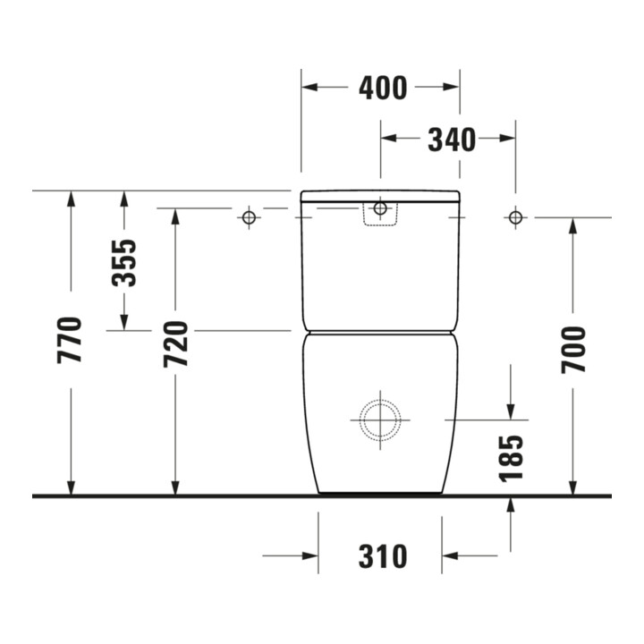 Duravit Stand-WC-Kombi, Tiefspüler Qatego 39x60cm, 6 l, Rimless, weiß Hochglanz