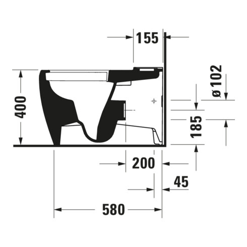 Duravit Stand-WC-Kombi, Tiefspüler Qatego 39x60cm, 6 l, Rimless, weiß Hochglanz
