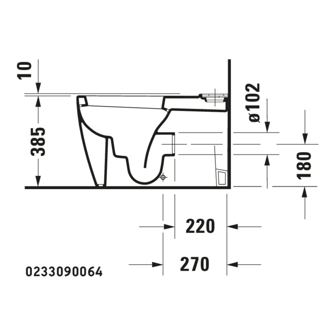 Duravit Stand-WC-Kombi, Tiefspüler Starck 1 41,5x64cm, 4,5 l, Abg. waag./skr., weiß
