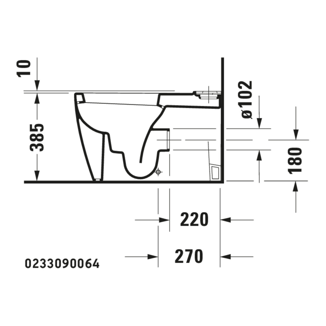 Duravit Stand-WC-Kombi, Tiefspüler Starck 1 41,5x64cm, 4,5 l, Abg. waag./skr., weiß