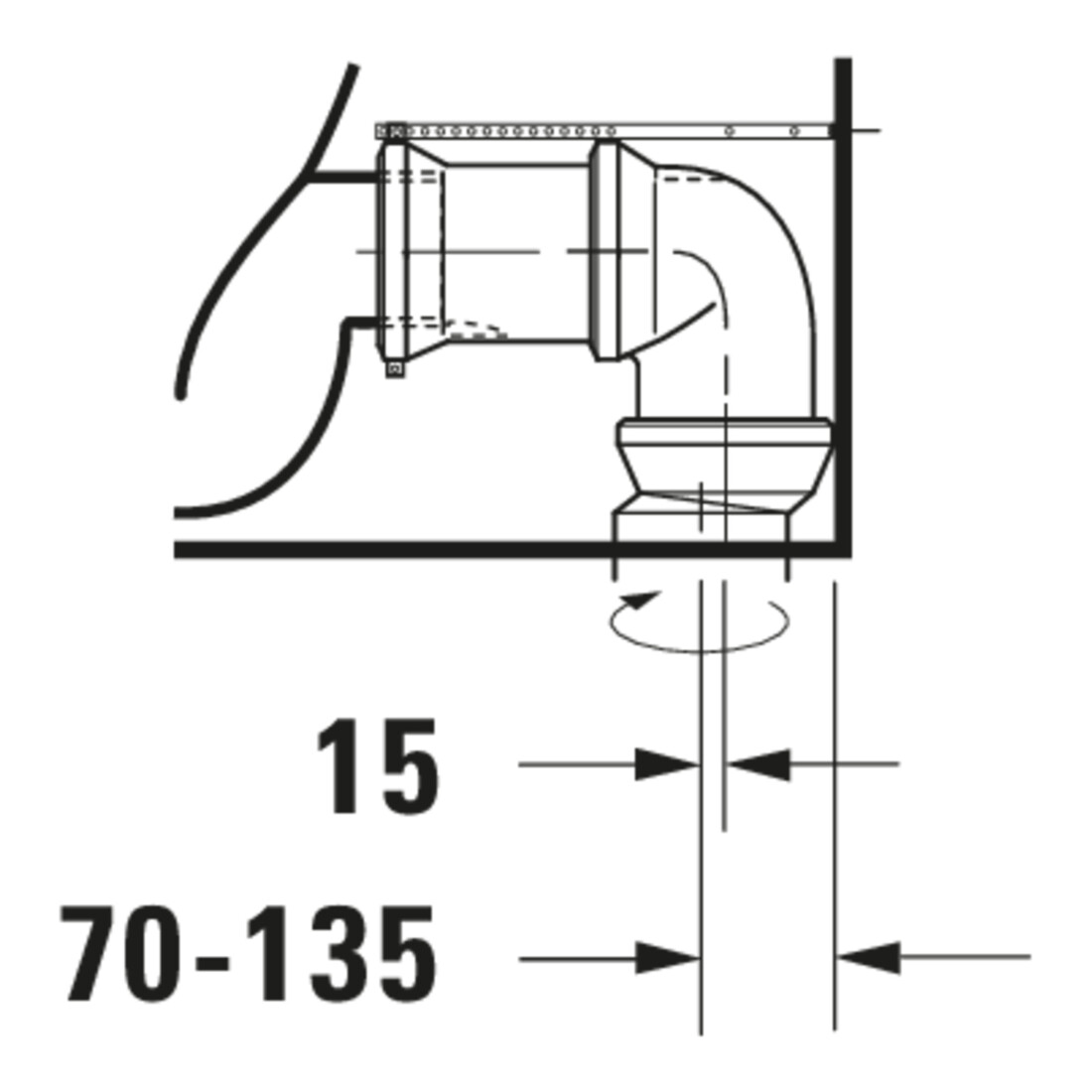 Duravit Stand-WC-Kombi, Tiefspüler Starck 1 41,5x64cm, 4,5 l, Abg. waag./skr., weiß