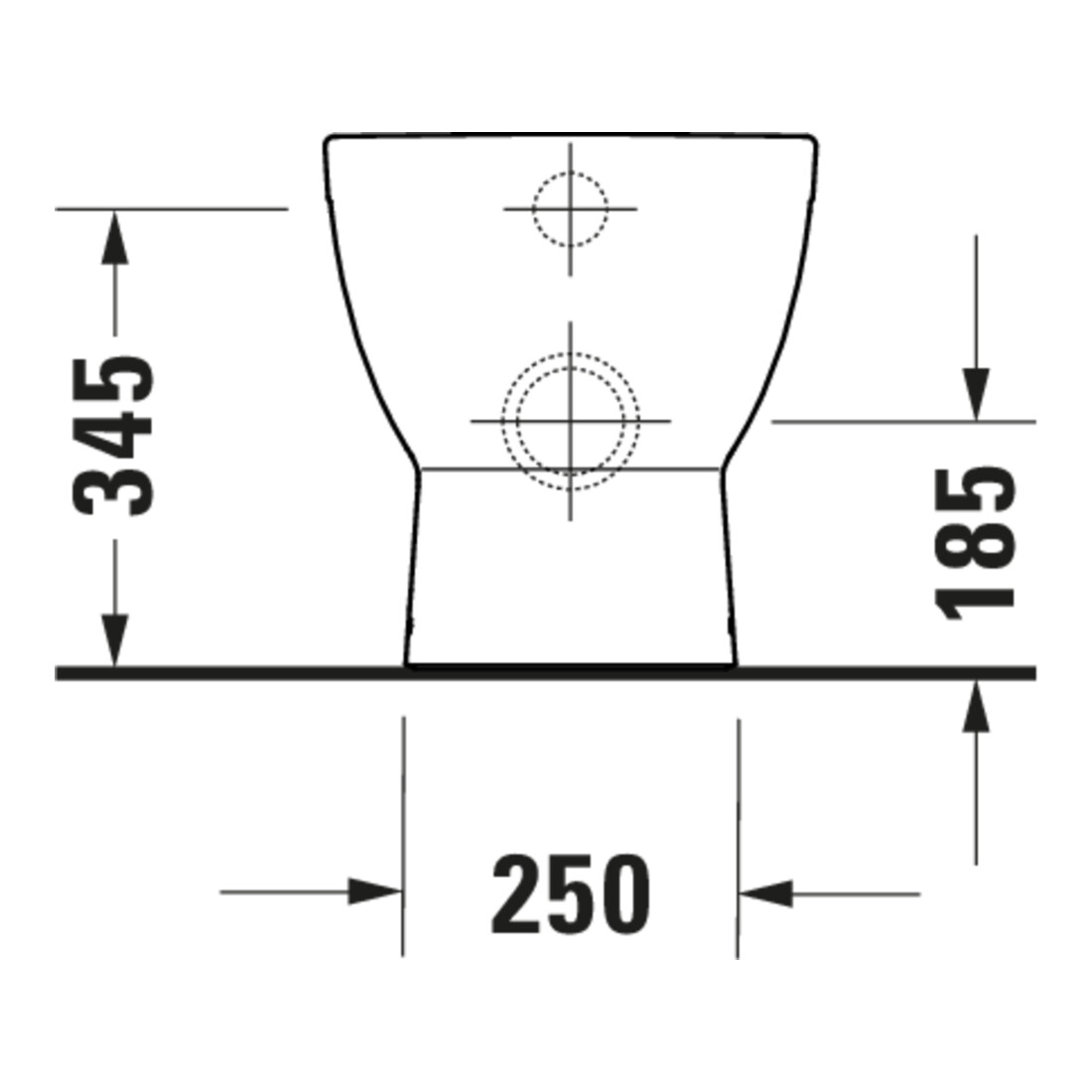 Duravit Stand-WC, Tiefspüler D-Code 37x48cm, 4,5 l, Abg. waag., riml., weiß