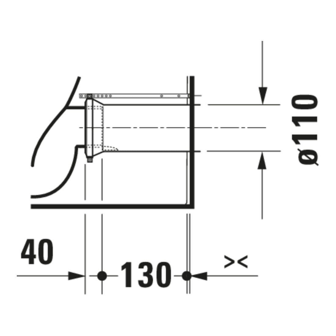 Duravit Stand-WC, Tiefspüler D-Code 37x57cm, 4,5 l, Abg. waag., riml., weiß