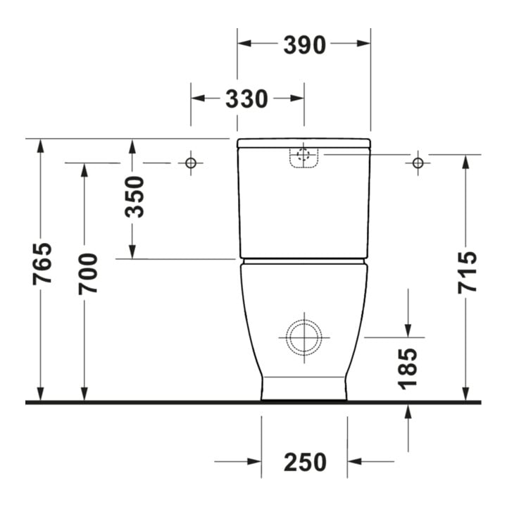 Duravit Stand-WC, Tiefspüler D-Code 37x60cm, 4,5 l, Abgang waagerecht, weiß