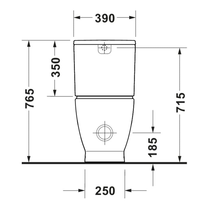 Duravit Stand-WC, Tiefspüler D-Code 37x60cm, 4,5 l, Abgang waagerecht, weiß