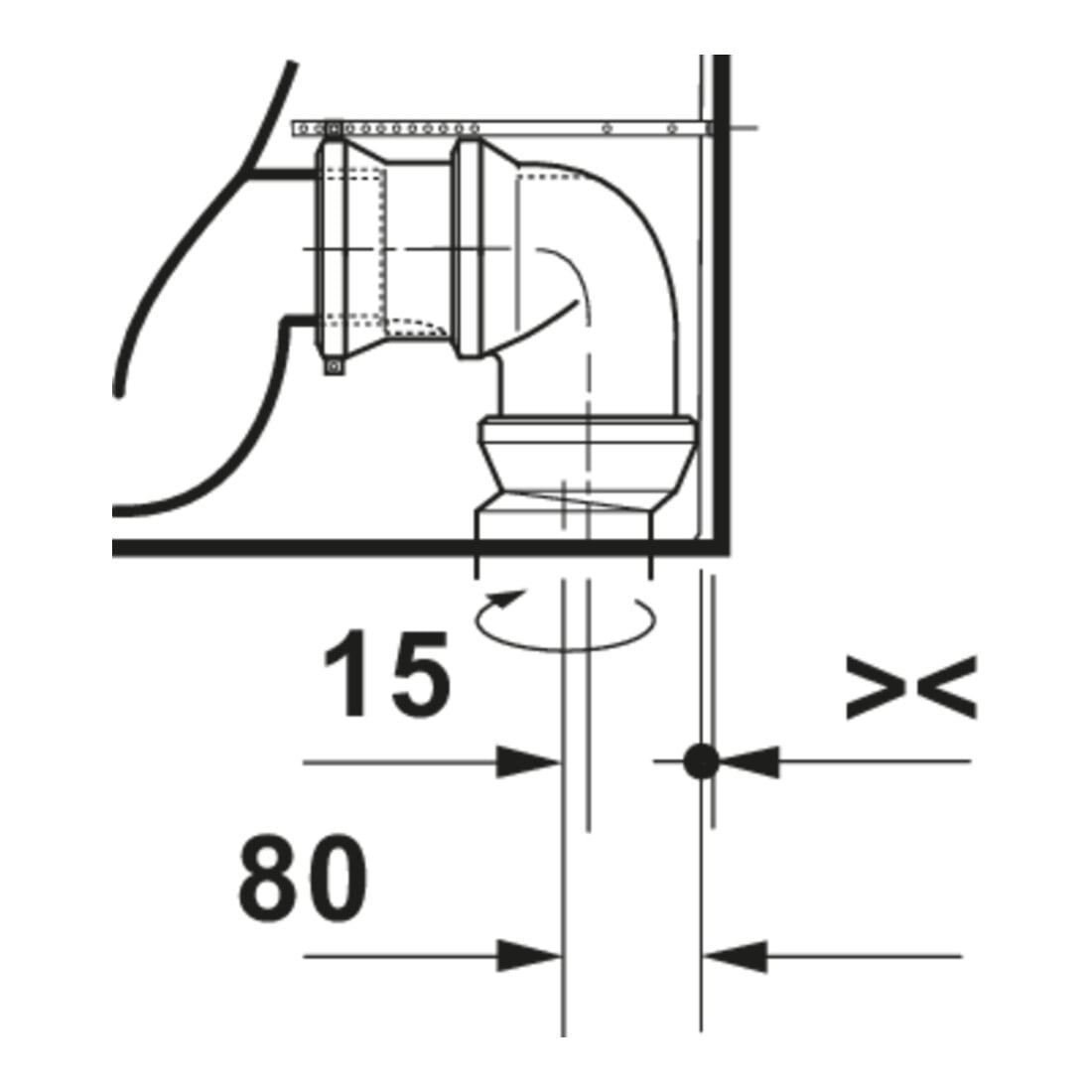 Duravit Stand-WC, Tiefspüler D-Code 37x60cm, 4,5 l, Abgang waagerecht, weiß