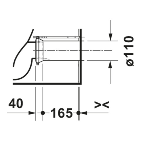 Duravit Stand-WC, Tiefspüler D-Code 37x60cm, 4,5 l, Abgang waagerecht, weiß