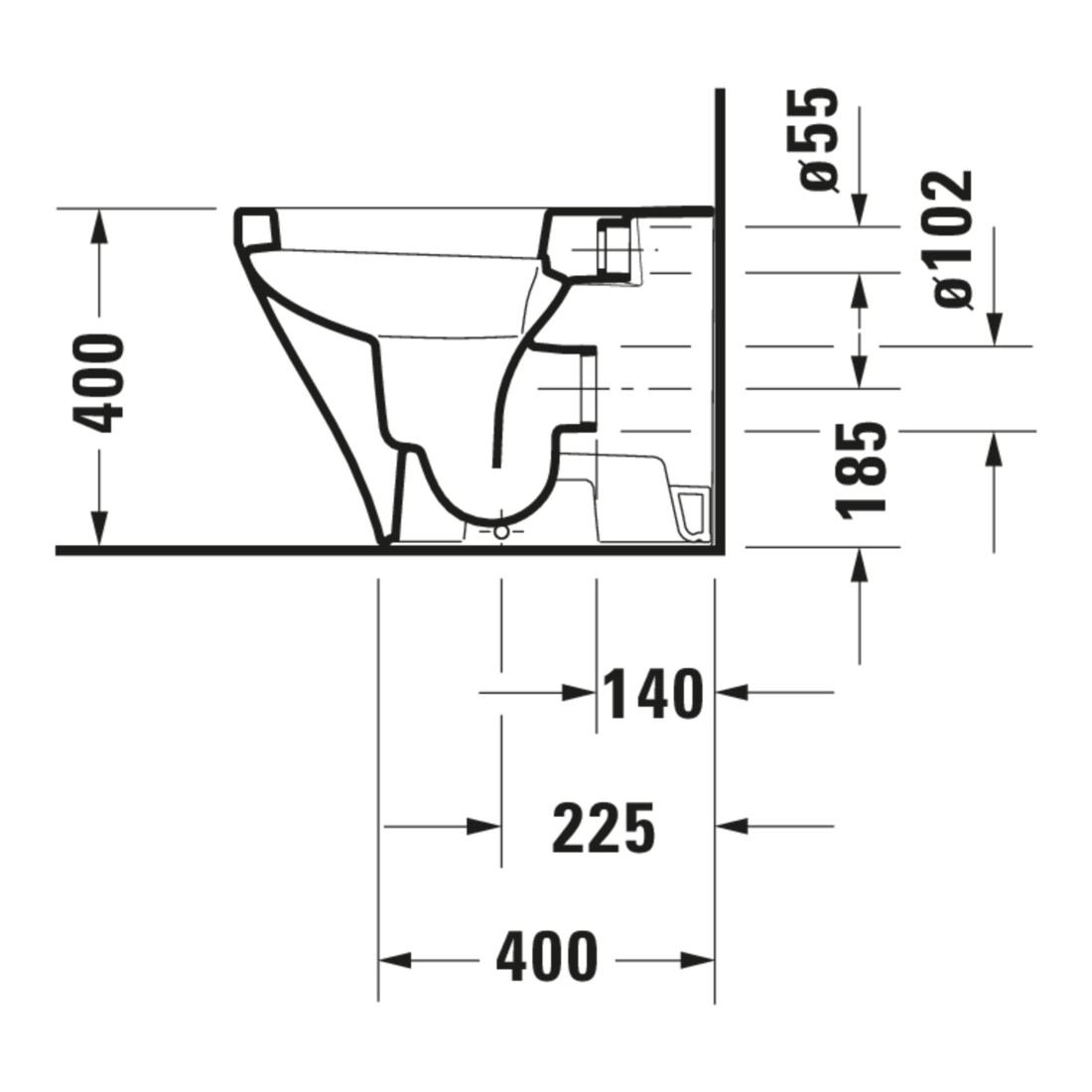 Duravit Stand-WC, Tiefspüler DuraStyle 37x57,5cm, 4,5 l, f variab. Zulauf, weiß