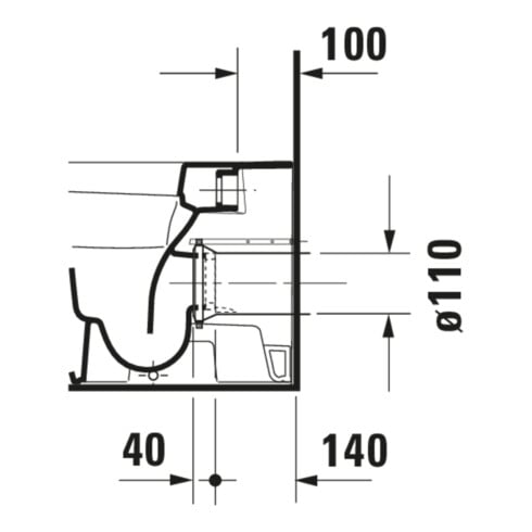 Duravit Stand-WC, Tiefspüler DuraStyle 37x57,5cm, 4,5 l, f variab. Zulauf, weiß