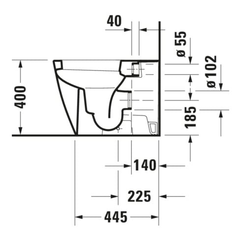 Duravit Stand-WC, Tiefspüler Happy D.2 36,5x57cm, 4,5 l, Abg. waagerecht, weiß