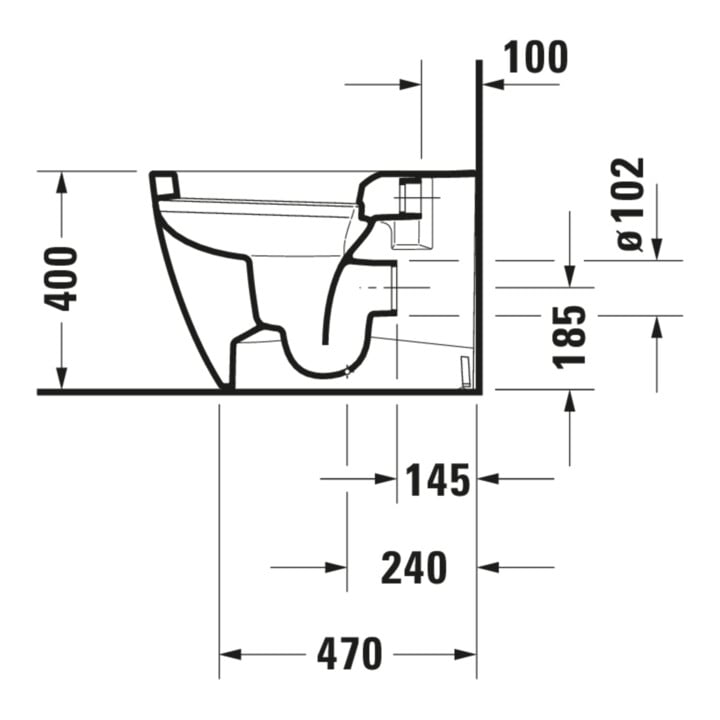 Duravit Stand-WC, Tiefspüler Me by Starck 37x60cm, 4,5 l, Abg wa, w sm HygGlaze
