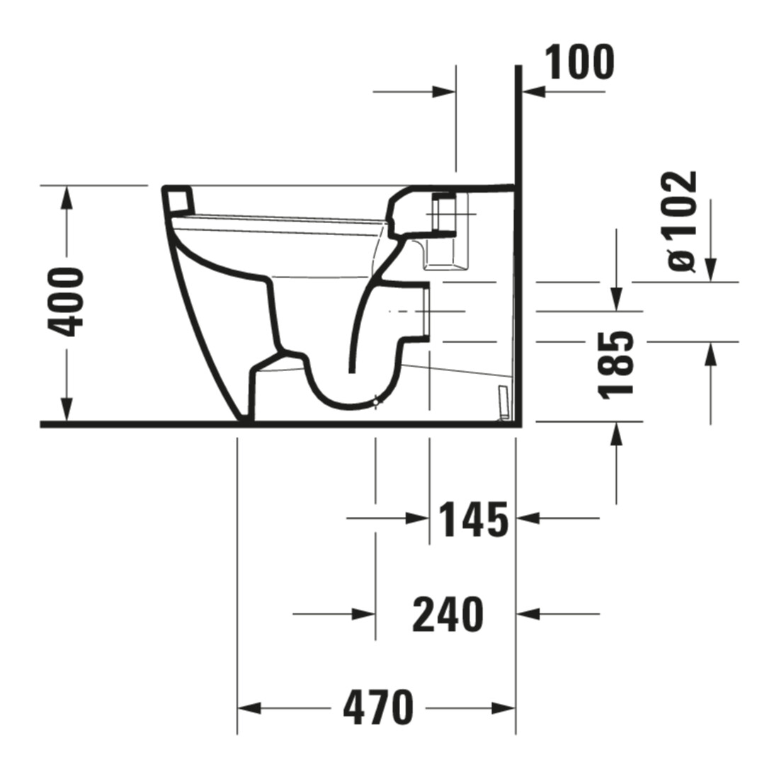 Duravit Stand-WC, Tiefspüler Me by Starck 37x60cm, 4,5 l, Abg wa, w sm HygGlaze